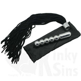 Double Trouble 5 Super Ball Suede Leather Flogger and Anal Dildo