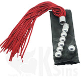 Double Trouble 5 Super Ball Suede Leather Flogger and Anal Dildo