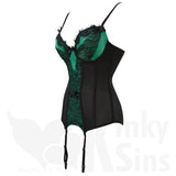 Figure Flattering Bustier With Sheer Mesh & Lace Detail - Free G-String