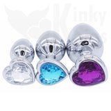 Heart Jewelled Metal Booty Butt Plug Set