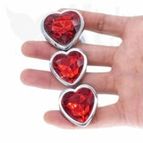 Heart Jewelled Metal Booty Butt Plug Set