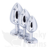 Heart Jewelled Metal Booty Butt Plug Set