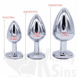 Heart Jewelled Metal Booty Butt Plug Set