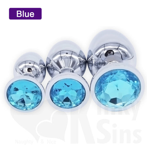 Jewelled Metal Booty Butt Plug Set