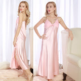 Long & Elegant Lacy Satin Style Night Dress