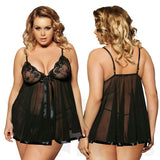 Sheer Lace With A Touch Of Sparkle Babydoll - Plus Sizes - FREE G-String