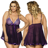 Sheer Lace With A Touch Of Sparkle Babydoll - Plus Sizes - FREE G-String