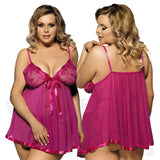 Sheer Lace With A Touch Of Sparkle Babydoll - Plus Sizes - FREE G-String