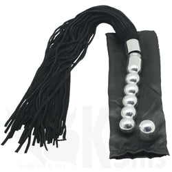 Double Trouble 5 Super Ball Suede Leather Flogger and Anal Dildo