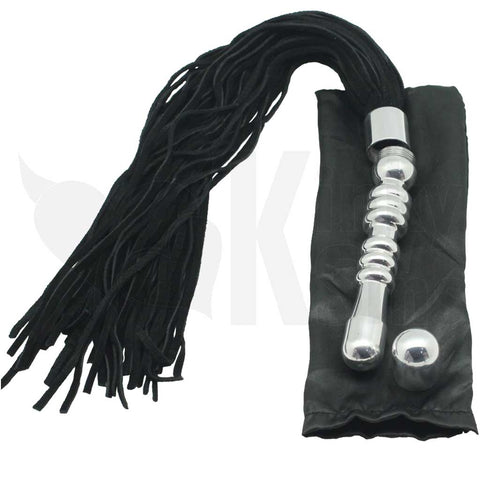 Double Trouble Multi Ribbed Suede Leather Flogger and Anal Dildo