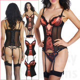 Figure Flattering Bustier With Sheer Mesh &amp; Lace Detail - Free G-String
