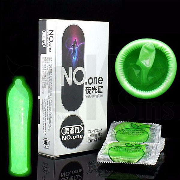 5 Love Rod Glow In The Dark Condom Set - Plus 3 Ultra-Thin Condoms