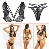 Stunning Strappy Lace Bralette &amp; Thong Lingerie Set